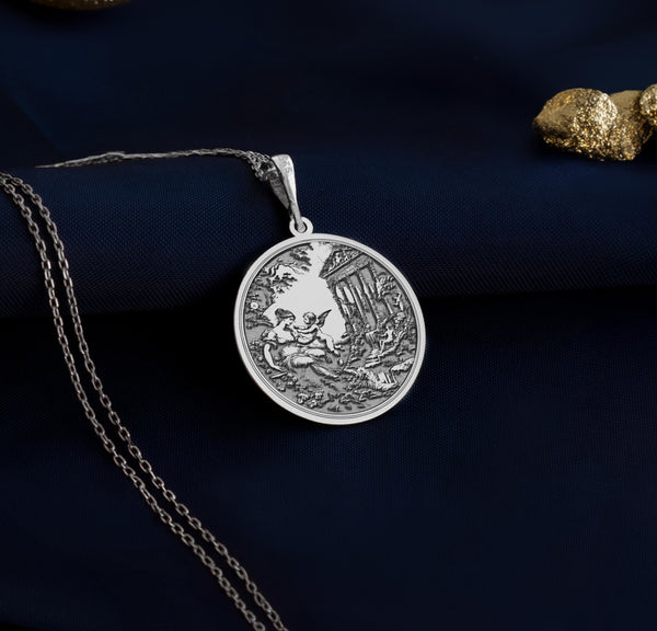 Venus and Cupid silver pendantSterling silver Venus and Cupid necklaceSilver Venus and Cupid necklaceSilver mythological pendantGoddess of love silver jewelrySilver Cupid and Venus pendantSilver mother and son necklaceErossilver pendant