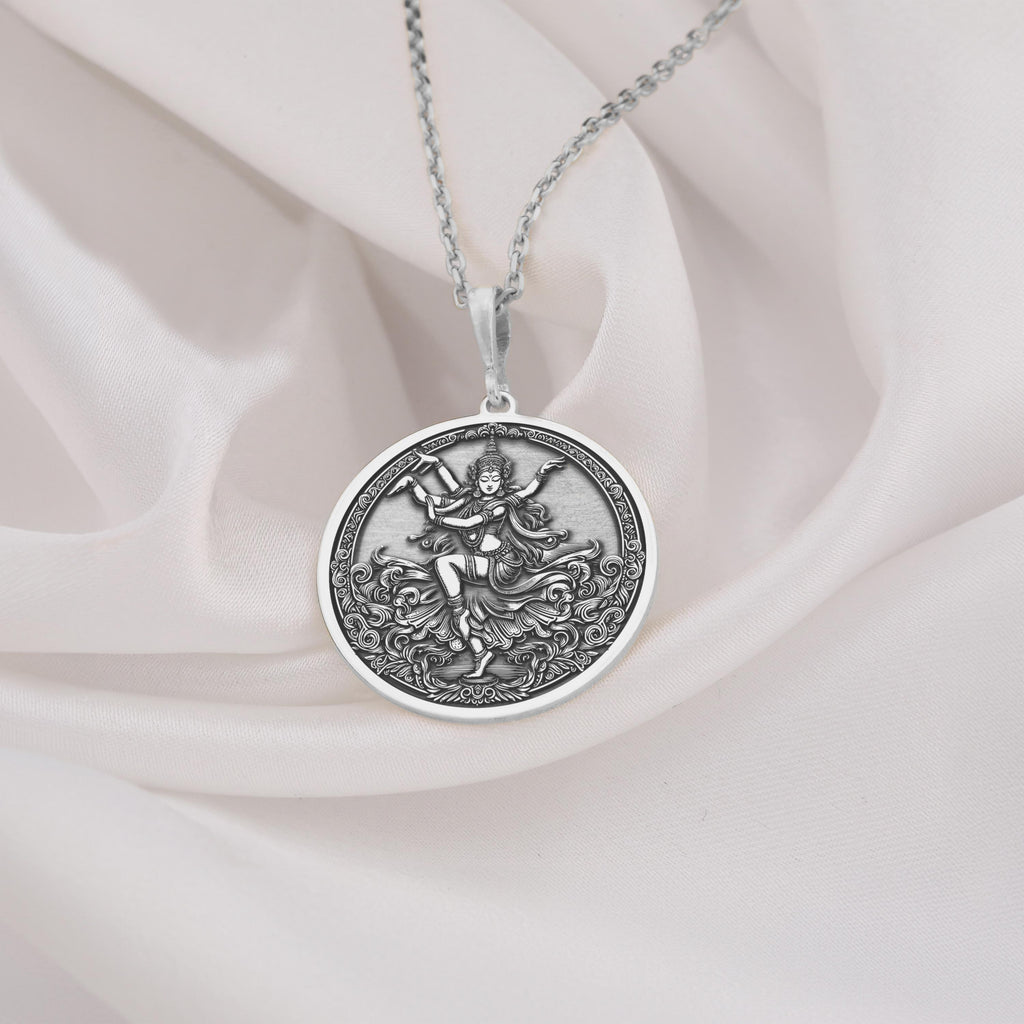 Apsara silver Pendant Celestial Dancer Necklace for Women  Hindu Mythology Jewelry  Handmade Silver Apsara Charm  Spiritual Silver Necklace  Elegant Apsara Silver Pendant  Mythology Inspired Jewelry Gift