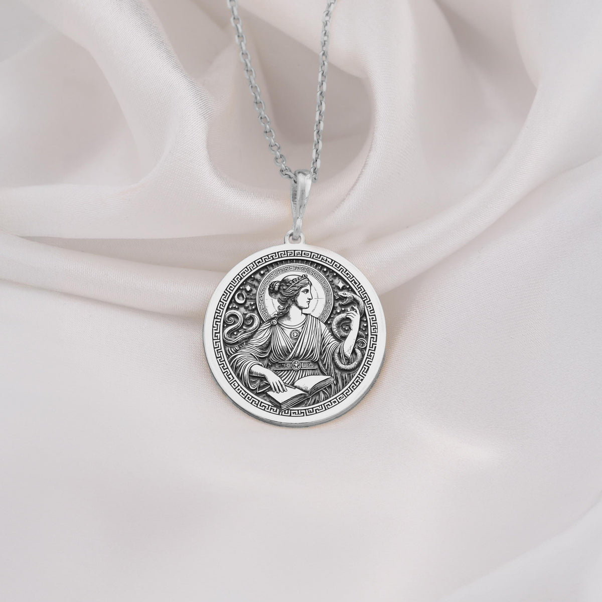 925 Sterling Silver Greek Goddess Metis Necklace with intricate details. Ideal for mythology lovers, elegant jewelry fans, or as a meaningful gift. Handmade with care, perfect for both casual and formal looks.