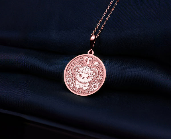 14K Solid Gold Aries Zodiac Necklace, Aries Charm, Silver Aries Charm Gift, Gold Aries Charm Women, Zodiac Charm gift, Horoscope Charm