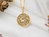 Real gold Sagittarius zodiac Pendant Necklace, Sagittarius Gold for men, sagittarius round pendant, sagittarius coin pendant for men, Sagittarius charm gift