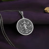 Gaia round pendant necklace with detailed earth-inspired engravings. This celestial silver medallion embodies nature’s balance and harmony, making it the perfect spiritual pendant for those who admire mythology, sacred symbols, and divine energy. A timeless, handcrafted piece that connects the wearer to Gaia’s enduring wisdom and power.