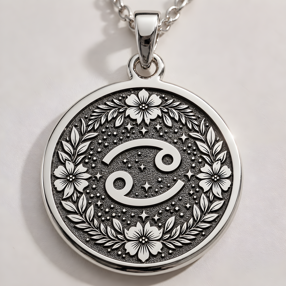Cancer Crab Astrological Medallion - 925 Sterling Silver