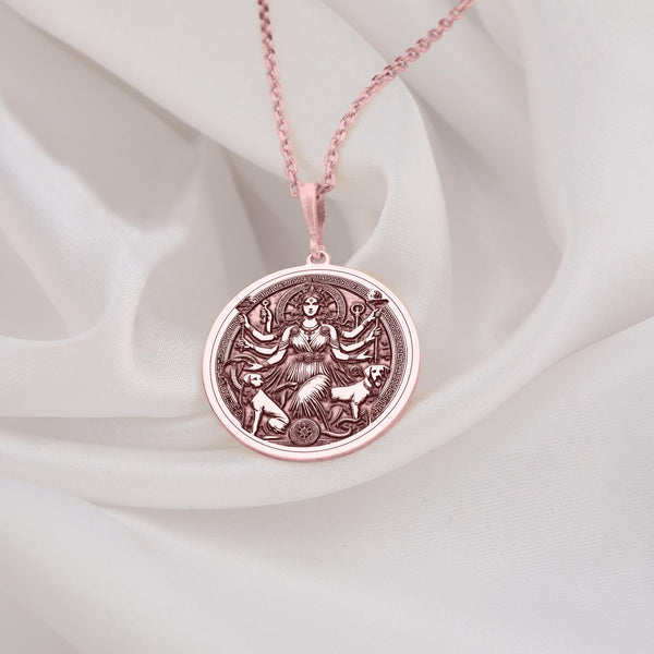 Hecate Pendant Necklace with a Rose Gold Plated finish. Mythology inspired jewelry for women, blending elegance and symbolic meaning for gifts.