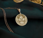 14K Gold Plated Poodle Angel Dog Medallion with memorial symbolism. Detailed elegant breed angel pendant with wings, halo and celestial elements. Beautiful rainbow bridge jewelry gift representing eternal bond with departed beloved Poodle companion.