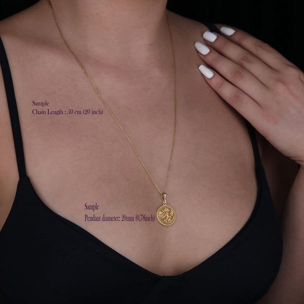 Rhea pendant necklace in 14K Solid Gold, honoring the Greek Titan Goddess and Mother of the Gods. This finely crafted medallion symbolizes maternal strength, protection, and divine feminine power. A perfect Mother’s Day gift or personalized keepsake for moms and grandmothers, this handcrafted piece blends mythology, elegance, and timeless beauty, making it a cherished heirloom.