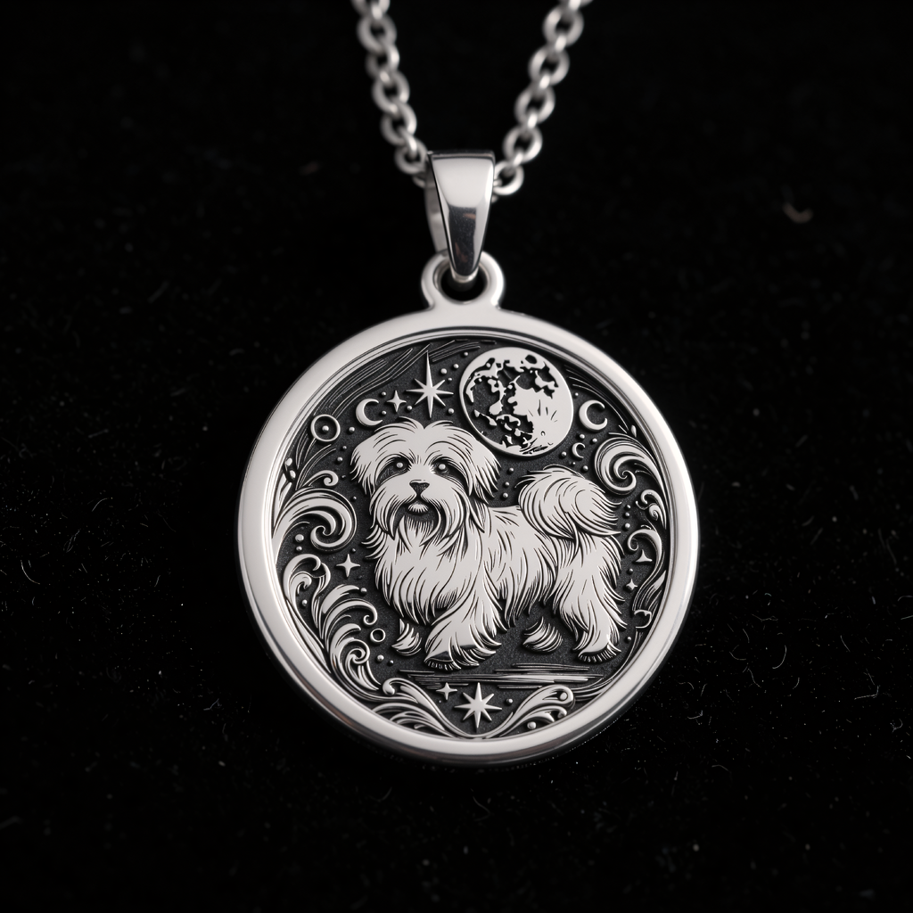 Celestial Puppy Pendant Necklace - Pet Memorial Star Charm - 925 Sterling Silver