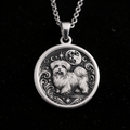 Celestial Puppy Pendant Necklace - Pet Memorial Star Charm - 925 Sterling Silver