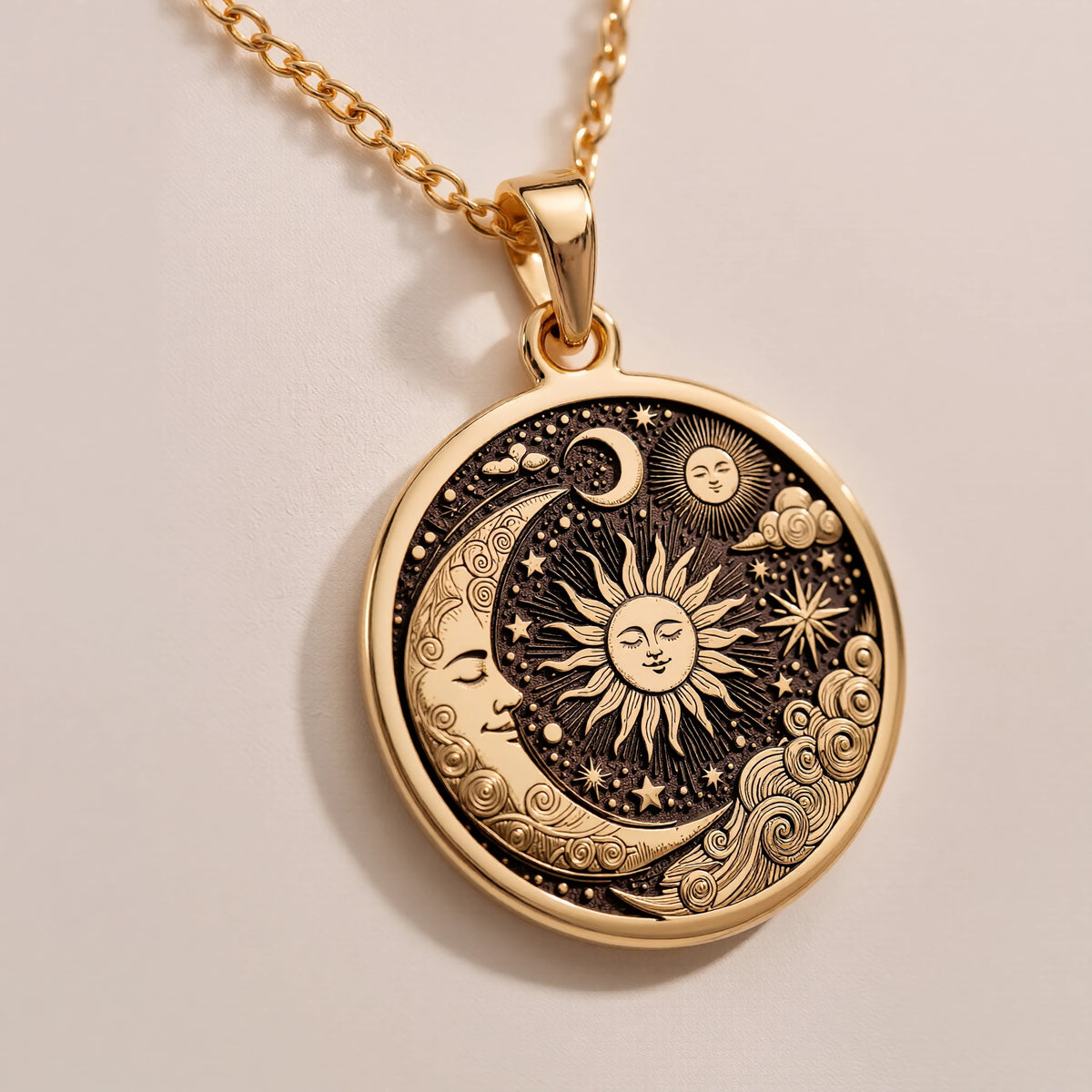 Personalized Celestial Sun & Moon Pendant | Silver & Plated Options - Astrological Sign Guiding Light - Görsel 2, AStrology necklace