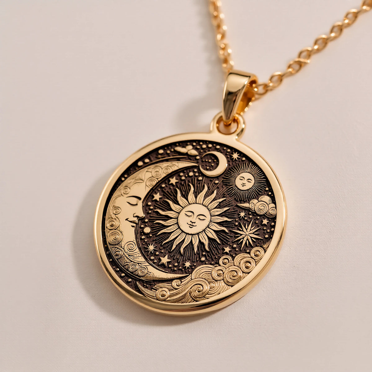 Personalized Celestial Sun & Moon Pendant | Silver & Plated Options - Astrological Sign Guiding Light - Görsel 3, AStrology necklace