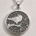 Celtic Raven Mystic Bird Medallion Necklace - 925 Sterling Silver