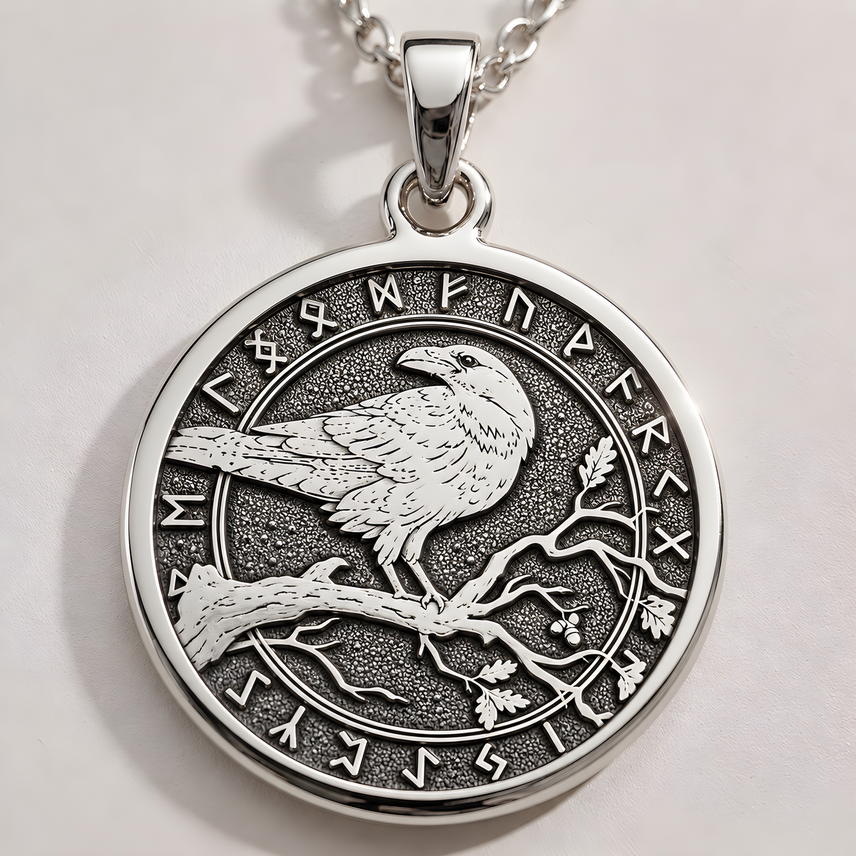 Celtic Raven Mystic Bird Medallion Necklace - 925 Sterling Silver