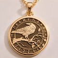 14k solid gold Celtic raven necklace pendant, real gold charm, embodying Celtic symbolism and mystery. This delicate amulet suits daily wear or layering, making a meaningful gift for those who appreciate resilience and boho style.