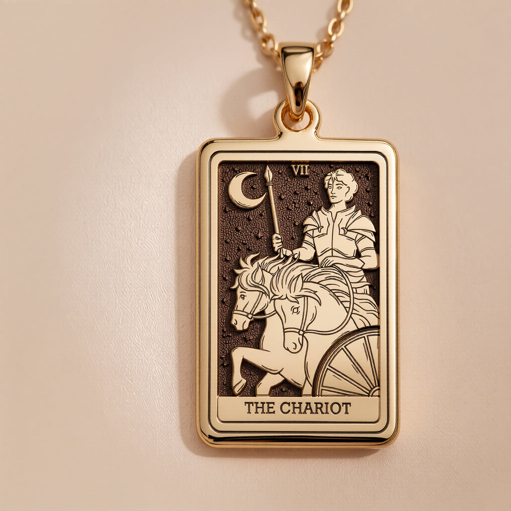 Chariot Sphinx Tarot Pendant - 14K Solid Gold
