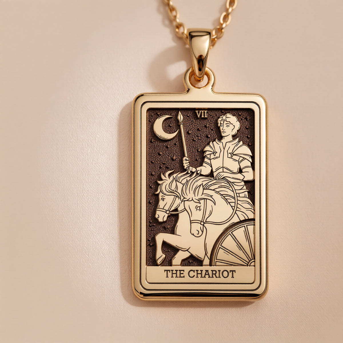 Chariot Sphinx Tarot Pendant - 14K Solid Gold
