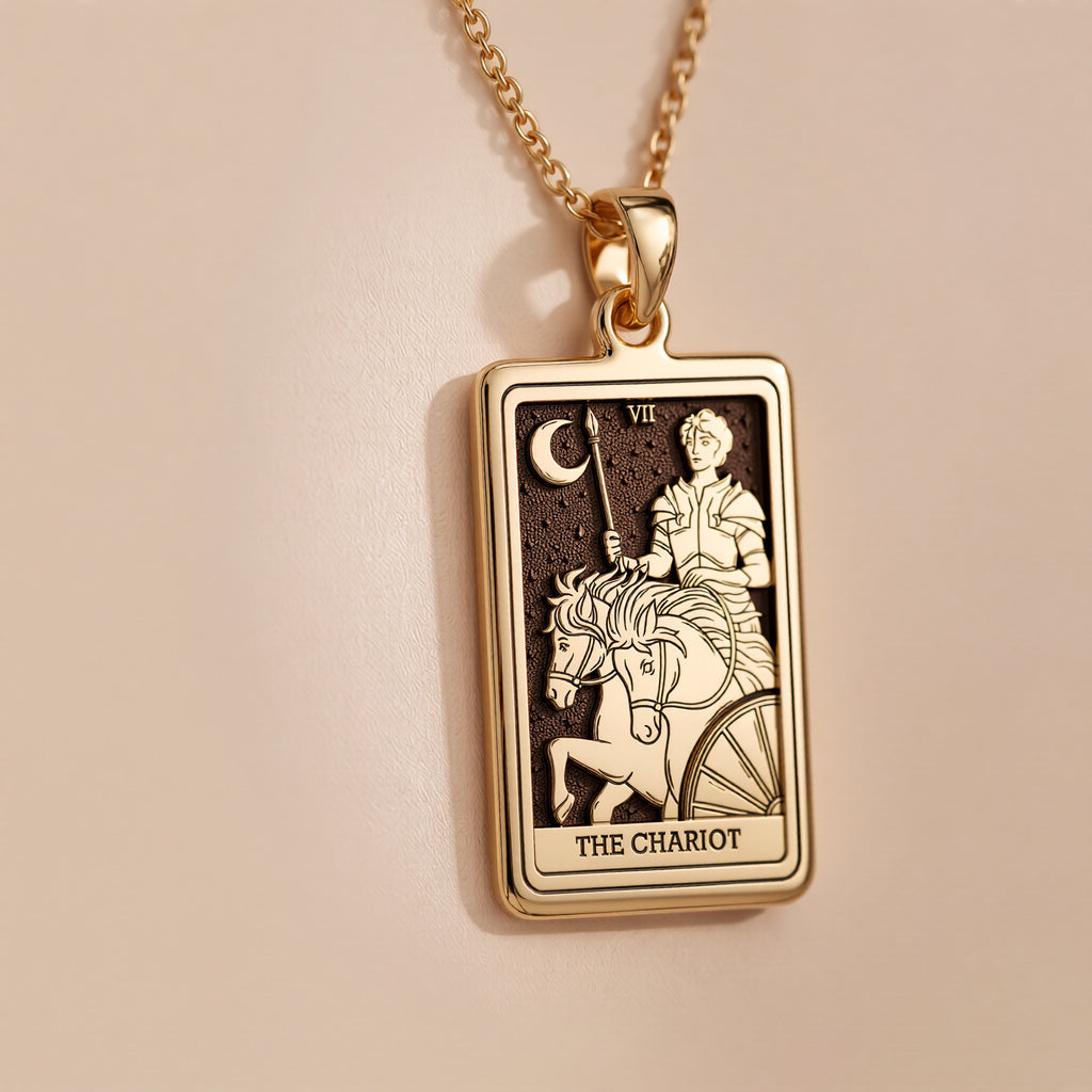 Chariot Sphinx Tarot Pendant - 14K Solid Gold