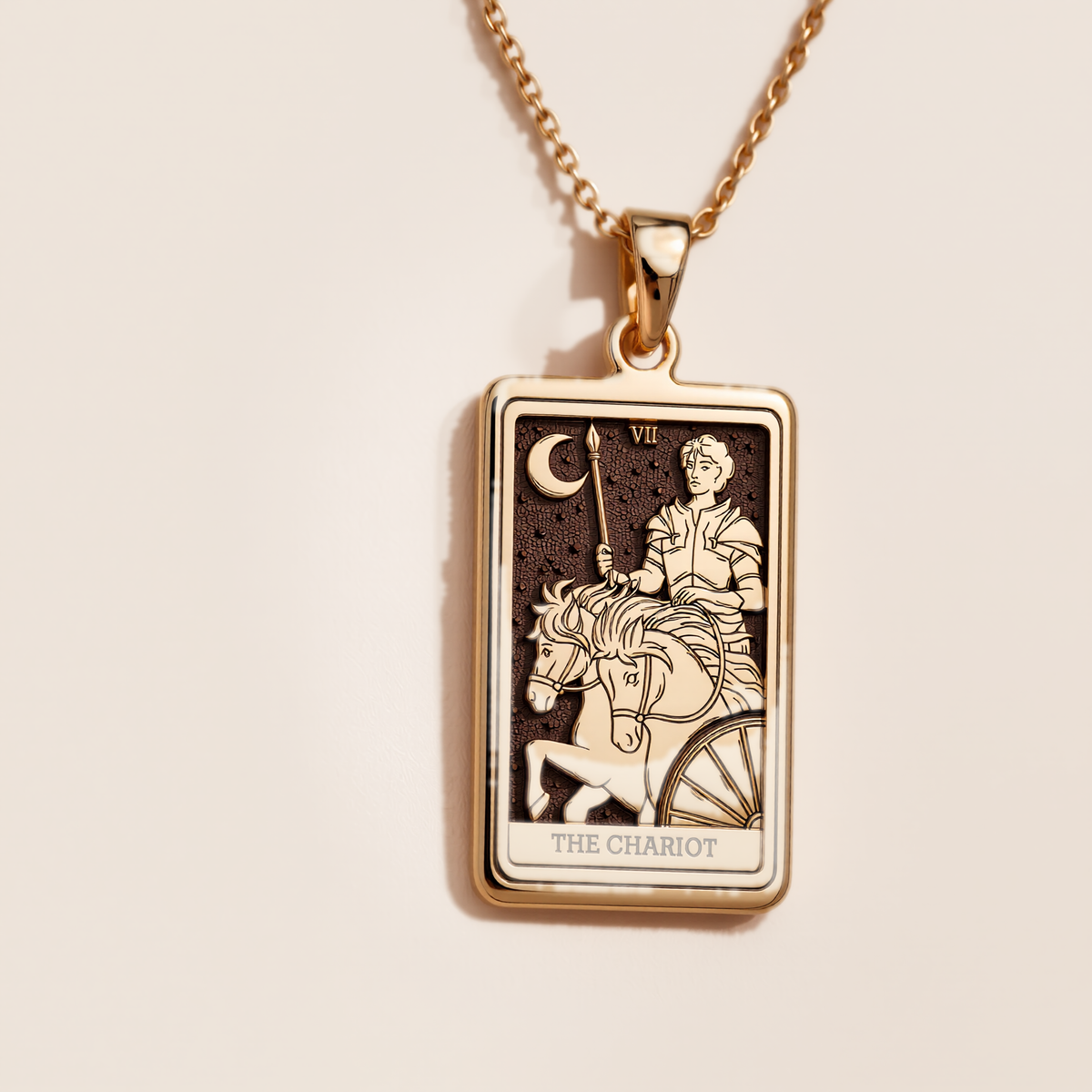Chariot Sphinx Tarot Pendant - 14K Solid Gold