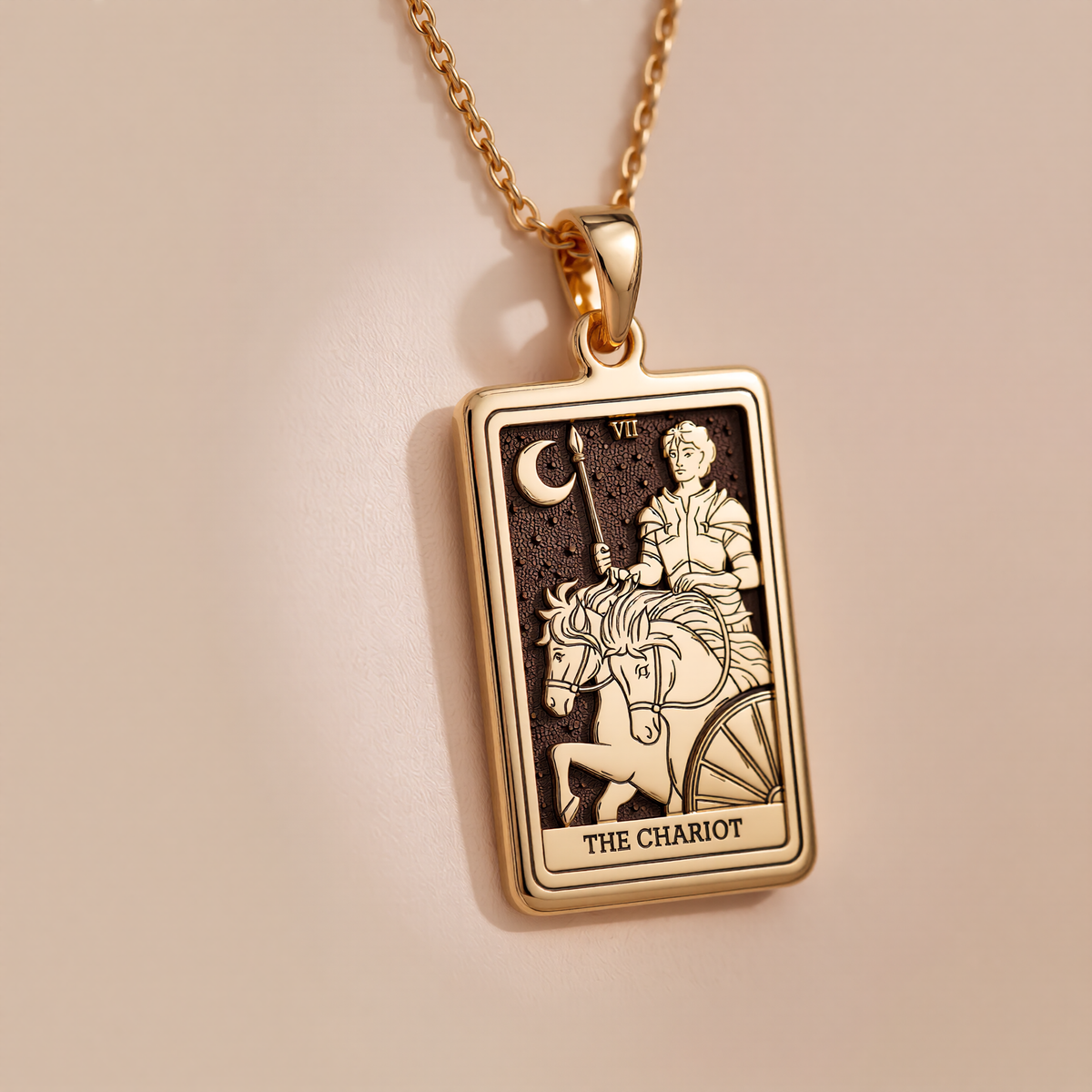 Chariot Sphinx Tarot Pendant - 14K Solid Gold