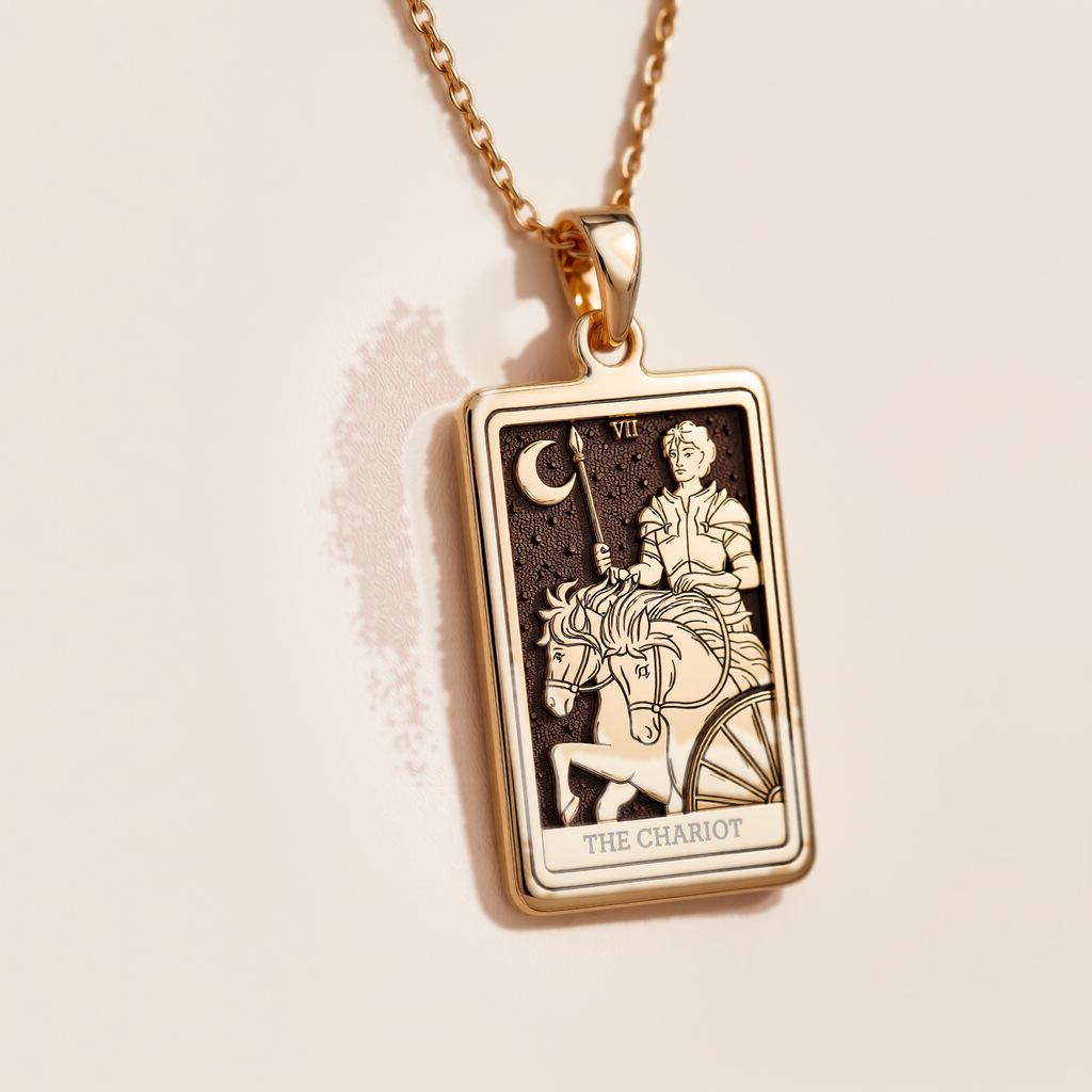 Chariot Sphinx Tarot Pendant - 14K Solid Gold