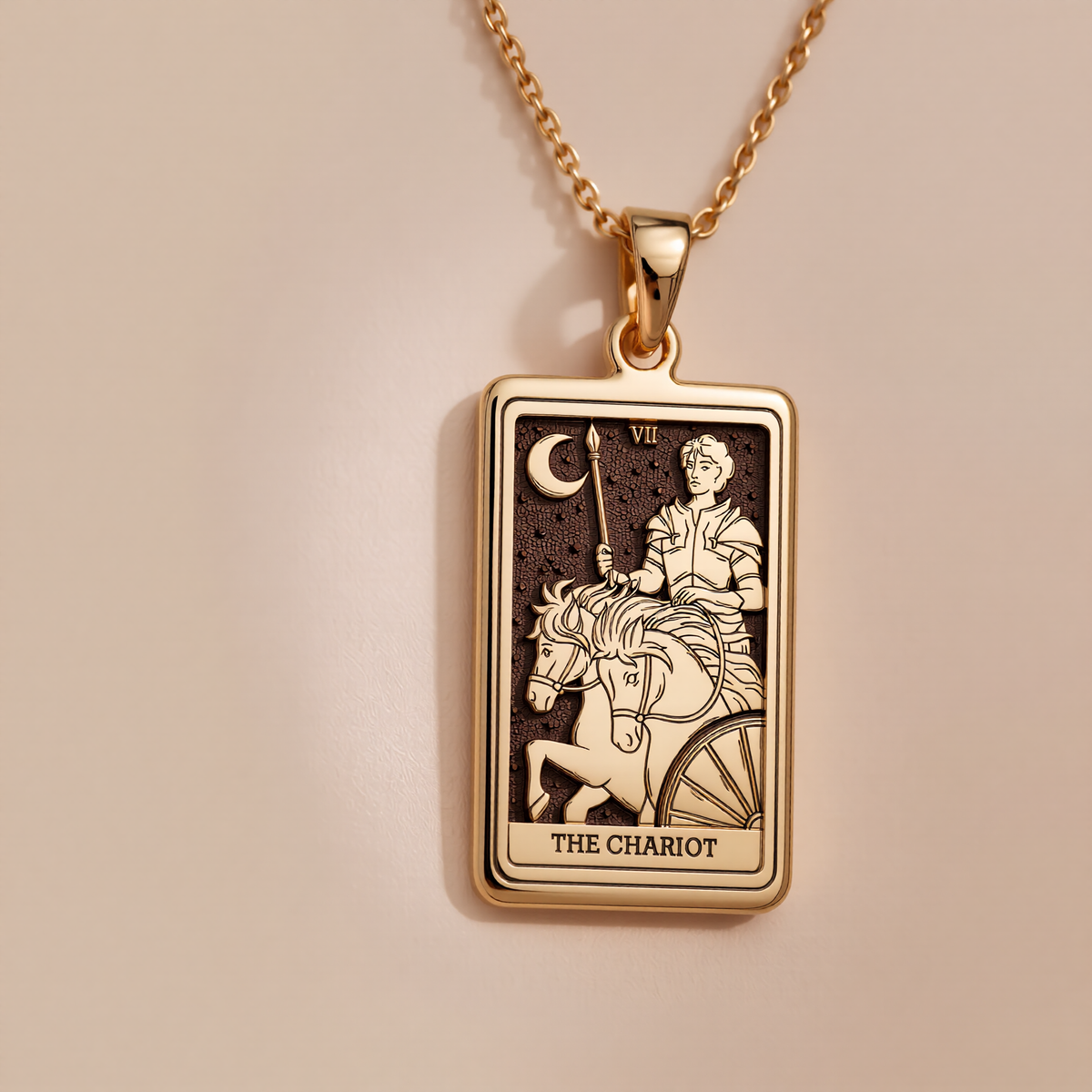 Chariot Sphinx Tarot Pendant - 14K Solid Gold