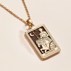 Chariot Sphinx Tarot Pendant - 14K Solid Gold