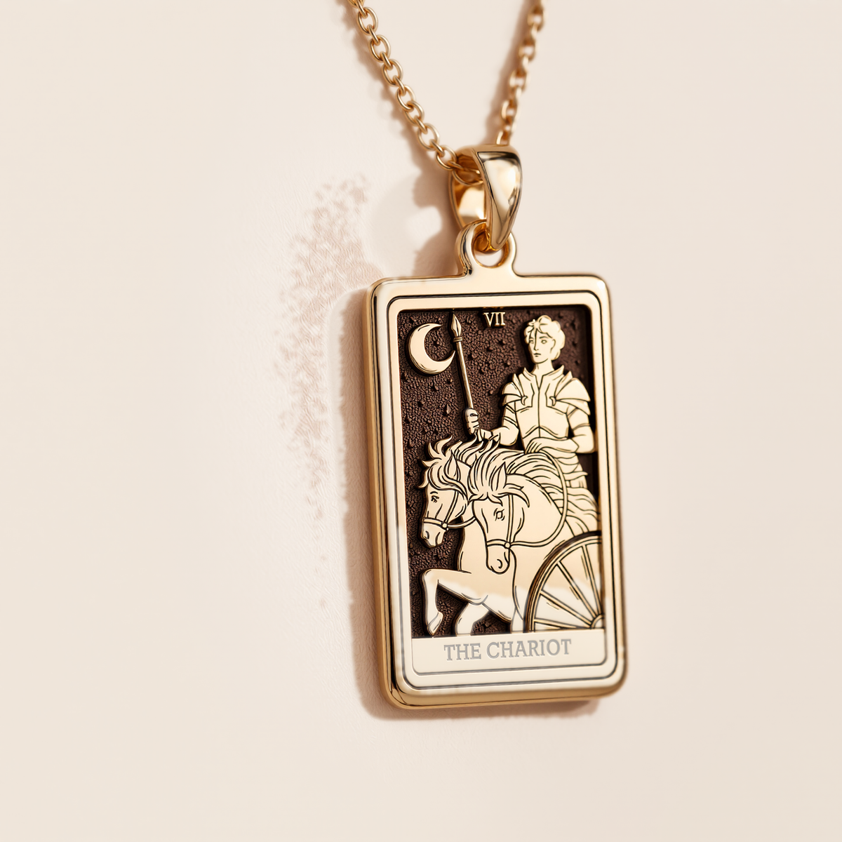 Chariot Sphinx Tarot Pendant - 14K Solid Gold