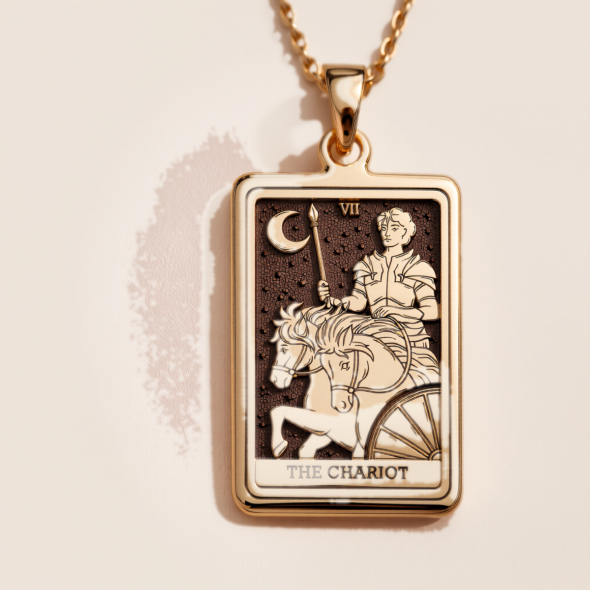 Chariot Sphinx Tarot Pendant - 14K Solid Gold