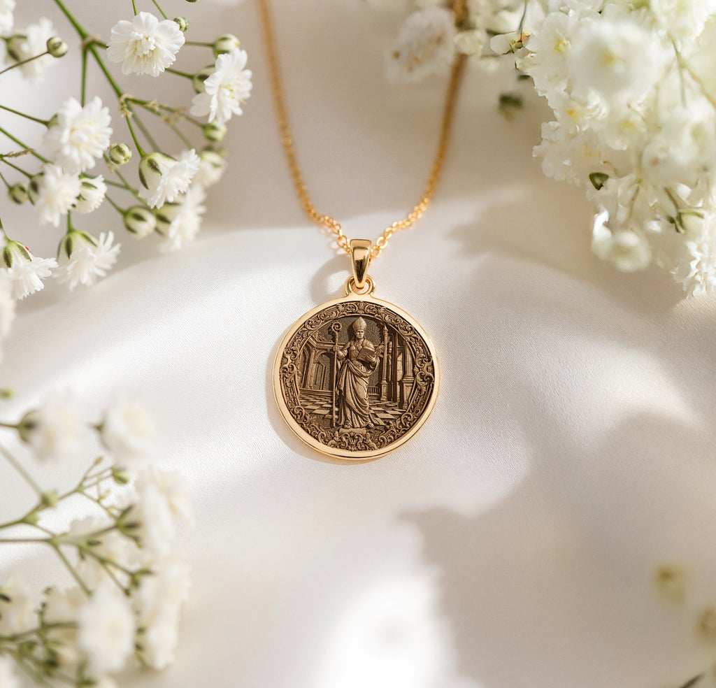 Bishop Chess Coin Necklace: 14K Gold Wisdom Symbol, Strategy Jewelry - View 7