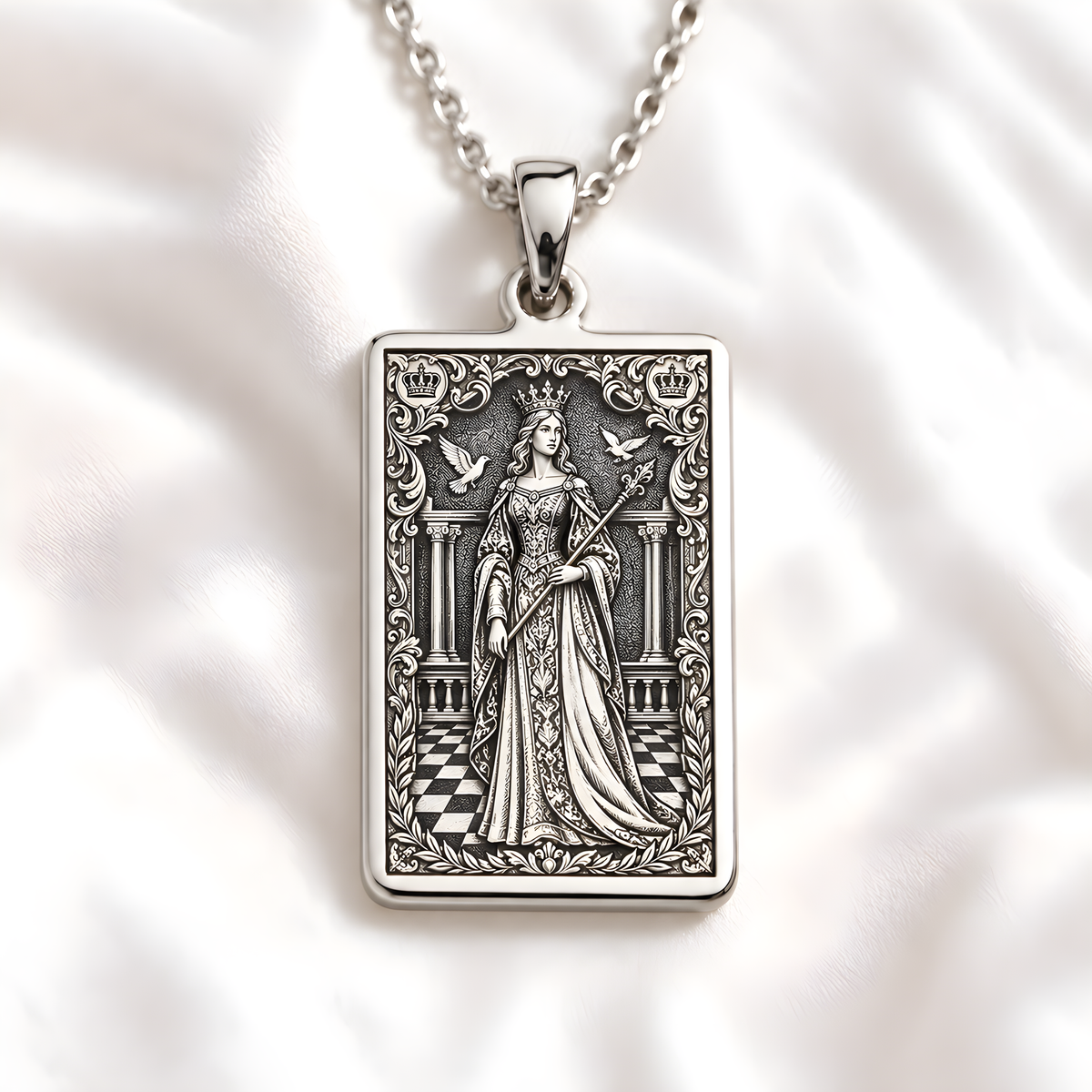 Chess Queen Strategic Power Pendant - 925 Sterling Silver