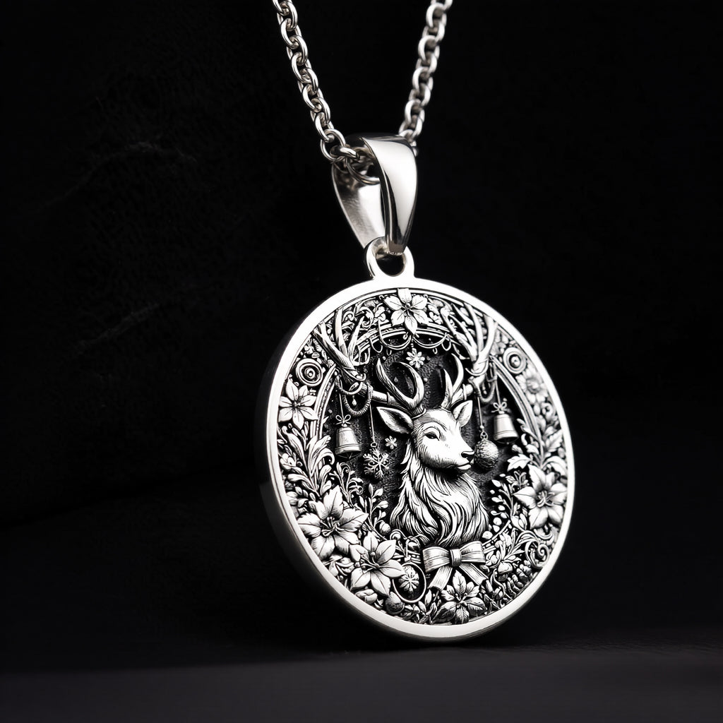 Christmas Deer Necklace - 925 Sterling Silver