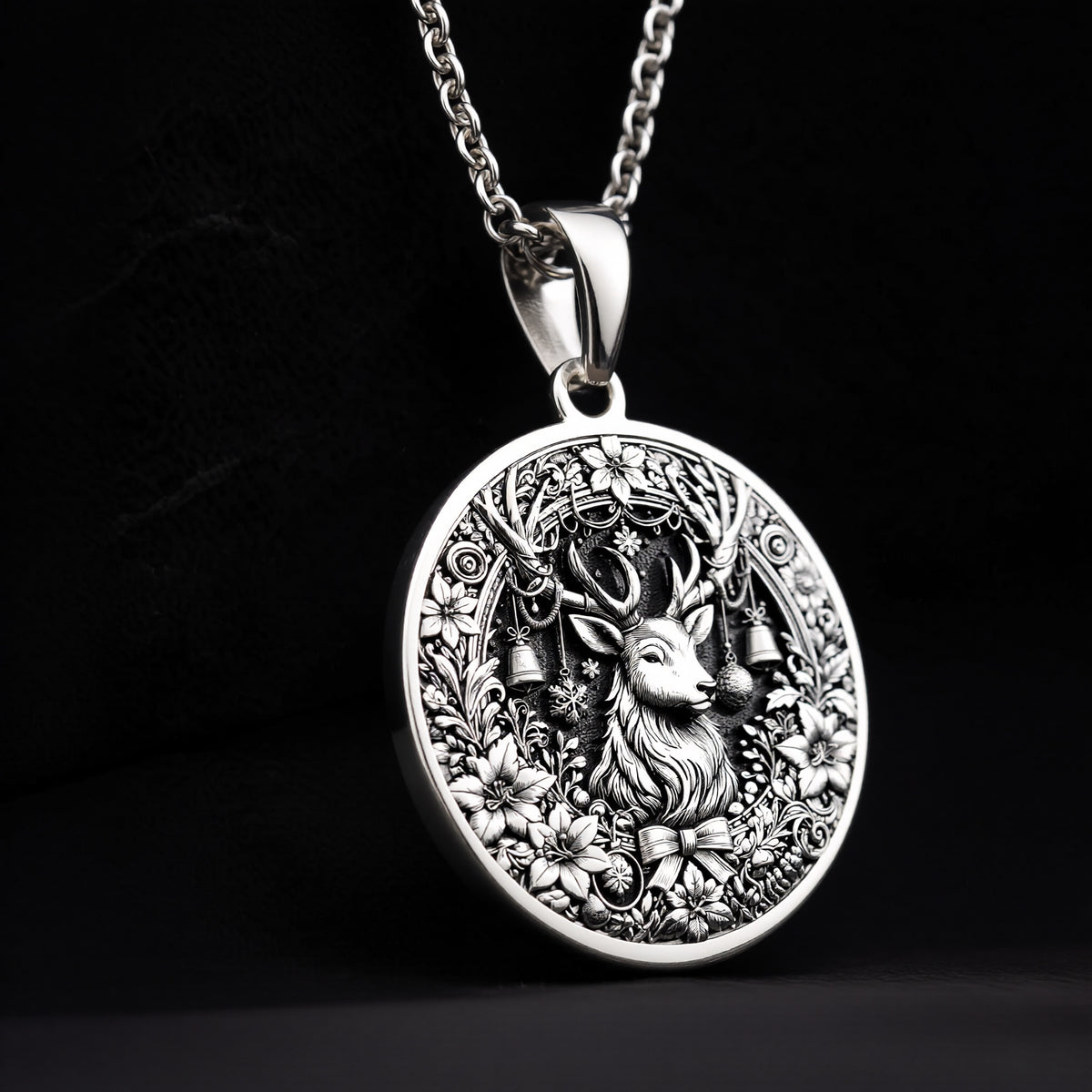 Christmas Deer Necklace - 925 Sterling Silver