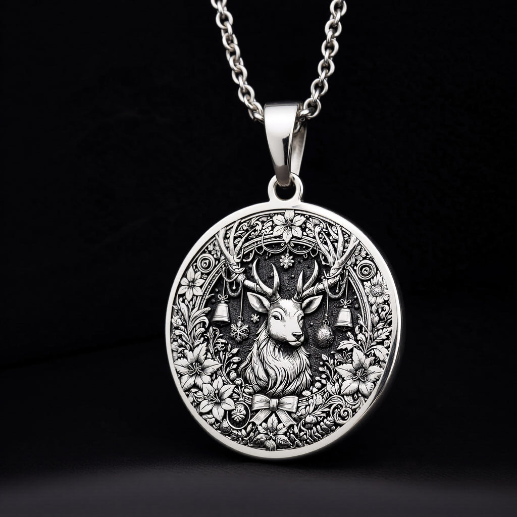 Christmas Deer Necklace - 925 Sterling Silver