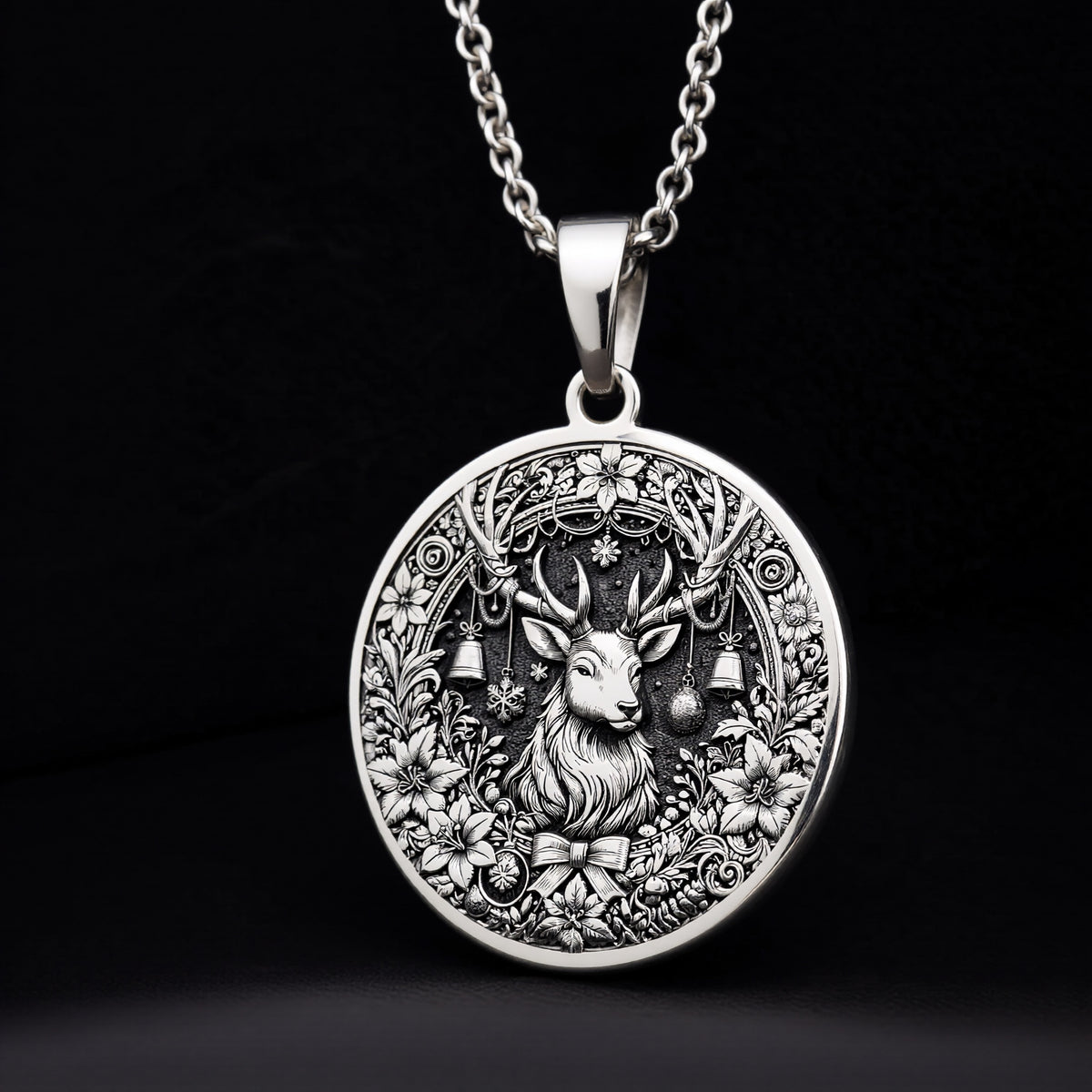 Christmas Deer Necklace - 925 Sterling Silver