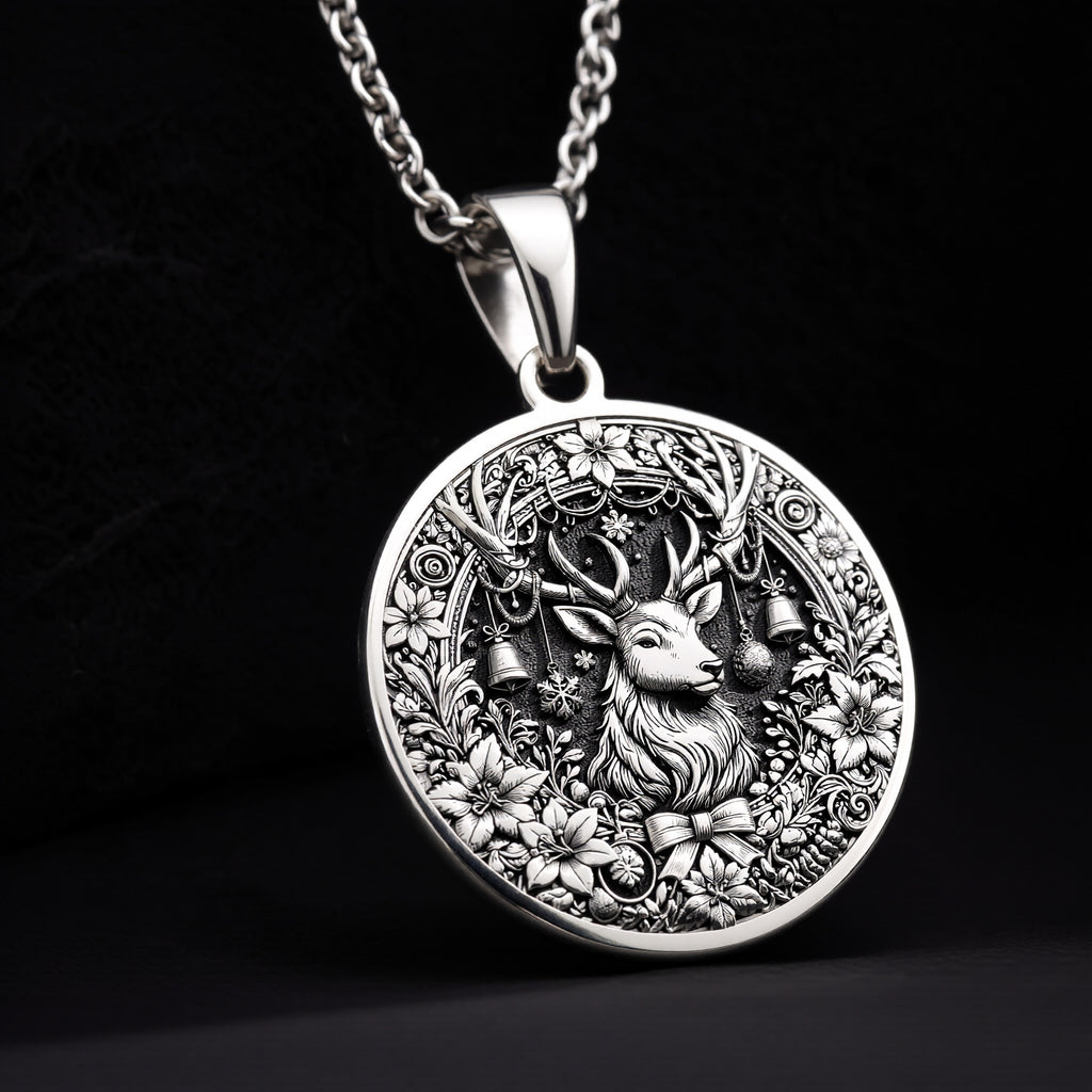 Christmas Deer Necklace - 925 Sterling Silver