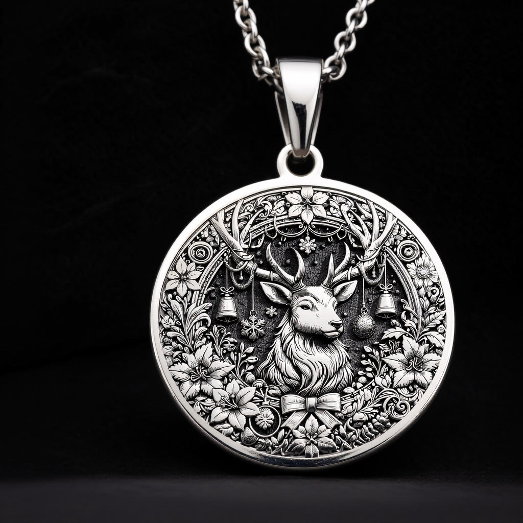 Christmas Deer Necklace - 925 Sterling Silver