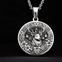 Christmas Deer Necklace - 925 Sterling Silver