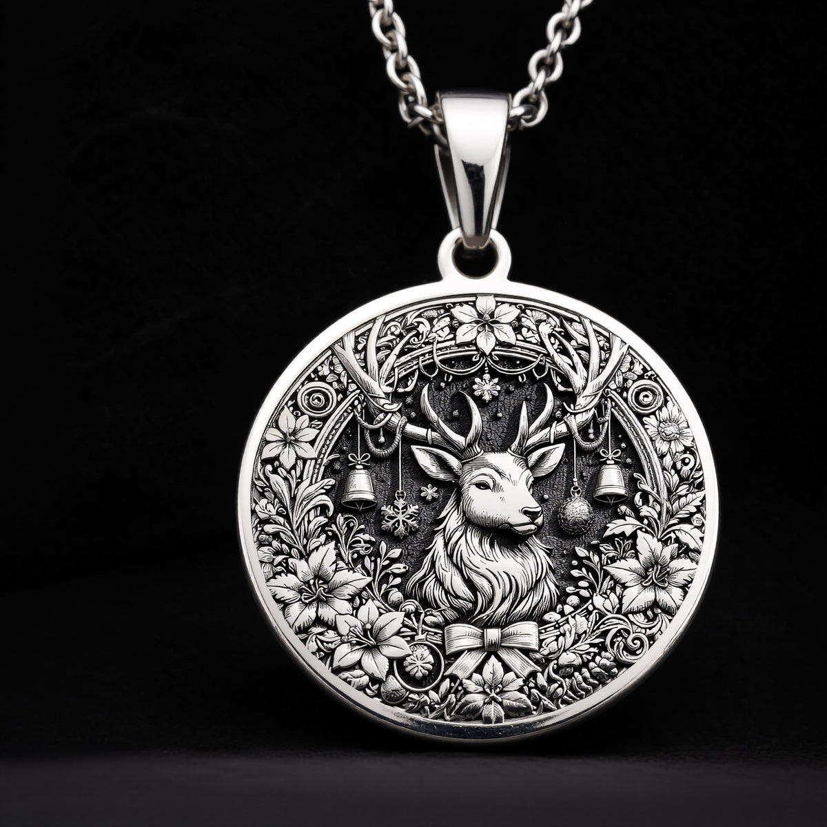Christmas Deer Necklace - 925 Sterling Silver