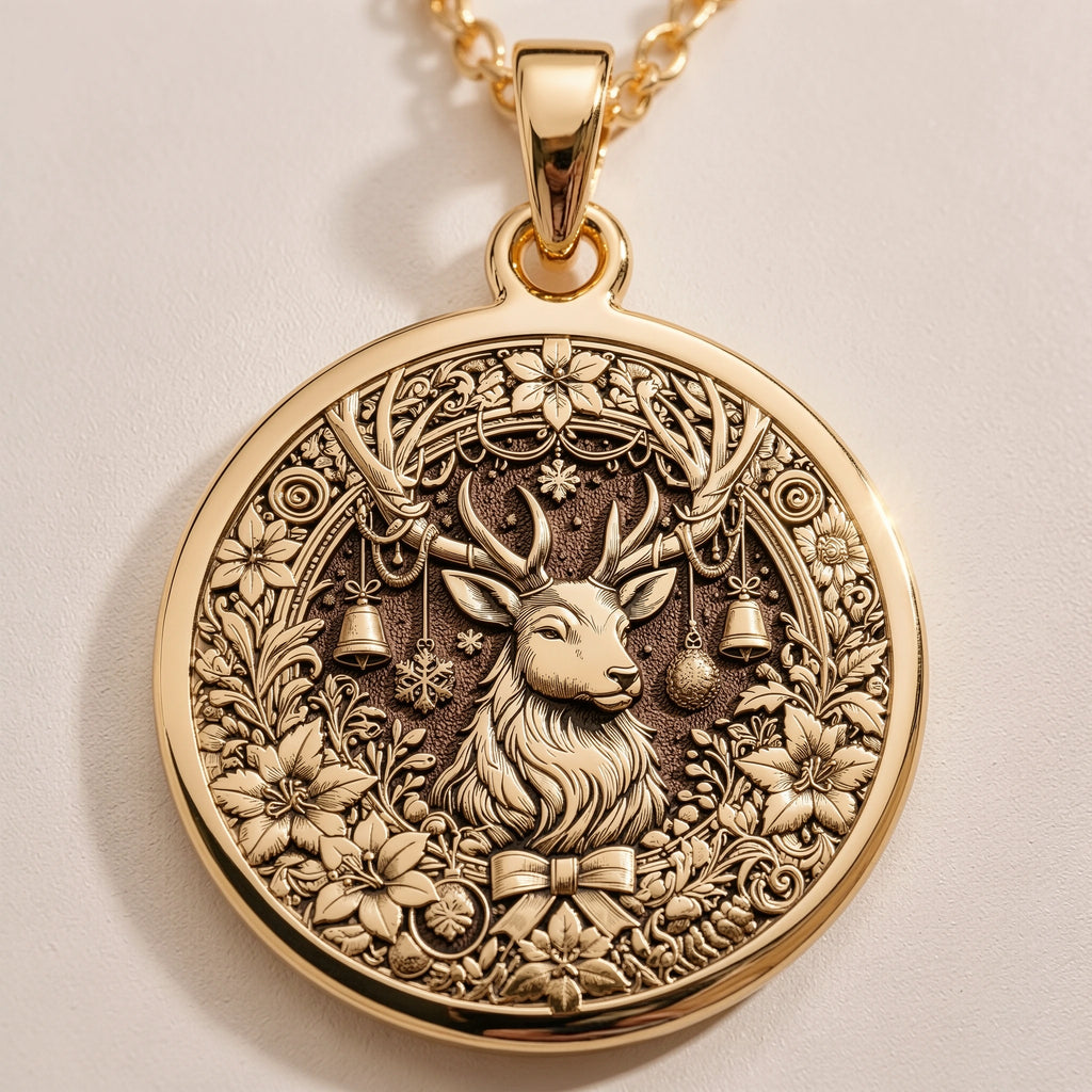 Christmas Deer Necklace | Silver & Plated Options - Wildlife Nature Spirit Animal Festive - Görsel 1, Christmas gift charm