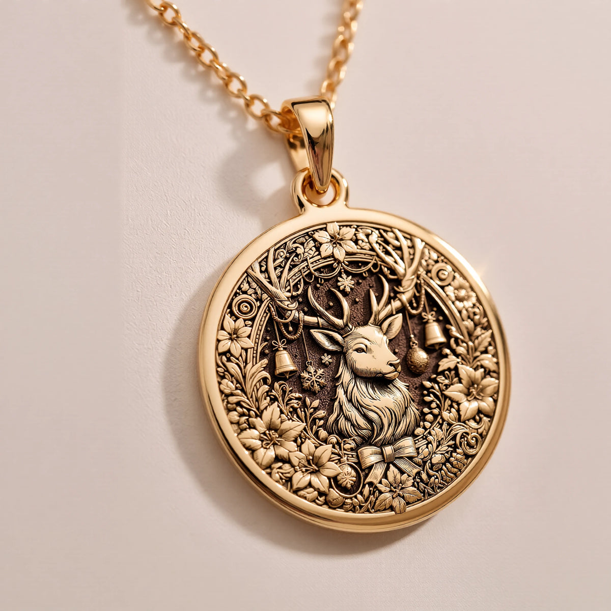 Christmas Deer Necklace | Silver & Plated Options - Wildlife Nature Spirit Animal Festive - Görsel 2, Christmas gift charm