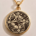 Compass Amulet Necklace - 14K Solid Gold