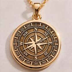 14K Gold Compass Necklace, Directional Pendant, Personalized Gift, Dainty Gold Scope Charm - View 153