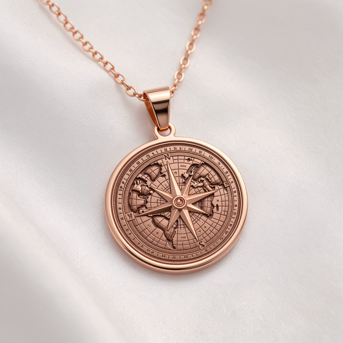 Compass Necklace - 14K Rose Gold Plated