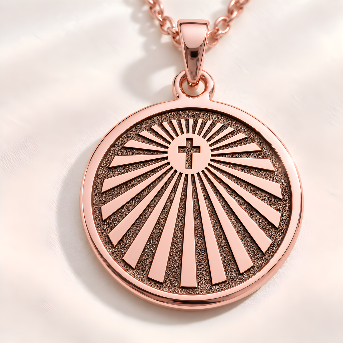 Crux Emblem Tau Cross Necklace - 14K Rose Gold Plated