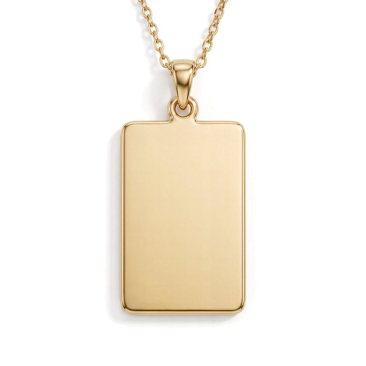 Custom Engravable Blank Rectangle Bar Pendant - 14K Solid Gold 90-Degree Mirror-Polished Engraving Canvas