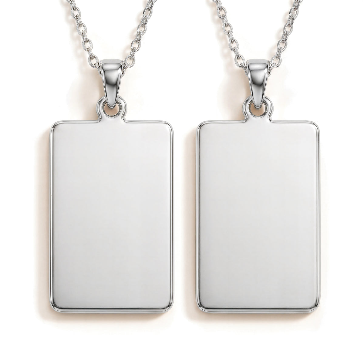 Custom Engravable Blank Rectangle Bar Pendant - 925 Sterling Silver Double-Sided Front & Back Mirror Surfaces