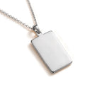 Custom Engravable Blank Rectangle Bar Pendant - 925 Sterling Silver Front View (Rectangle Ingot Bar Pendant for Double-Sided Engraving)