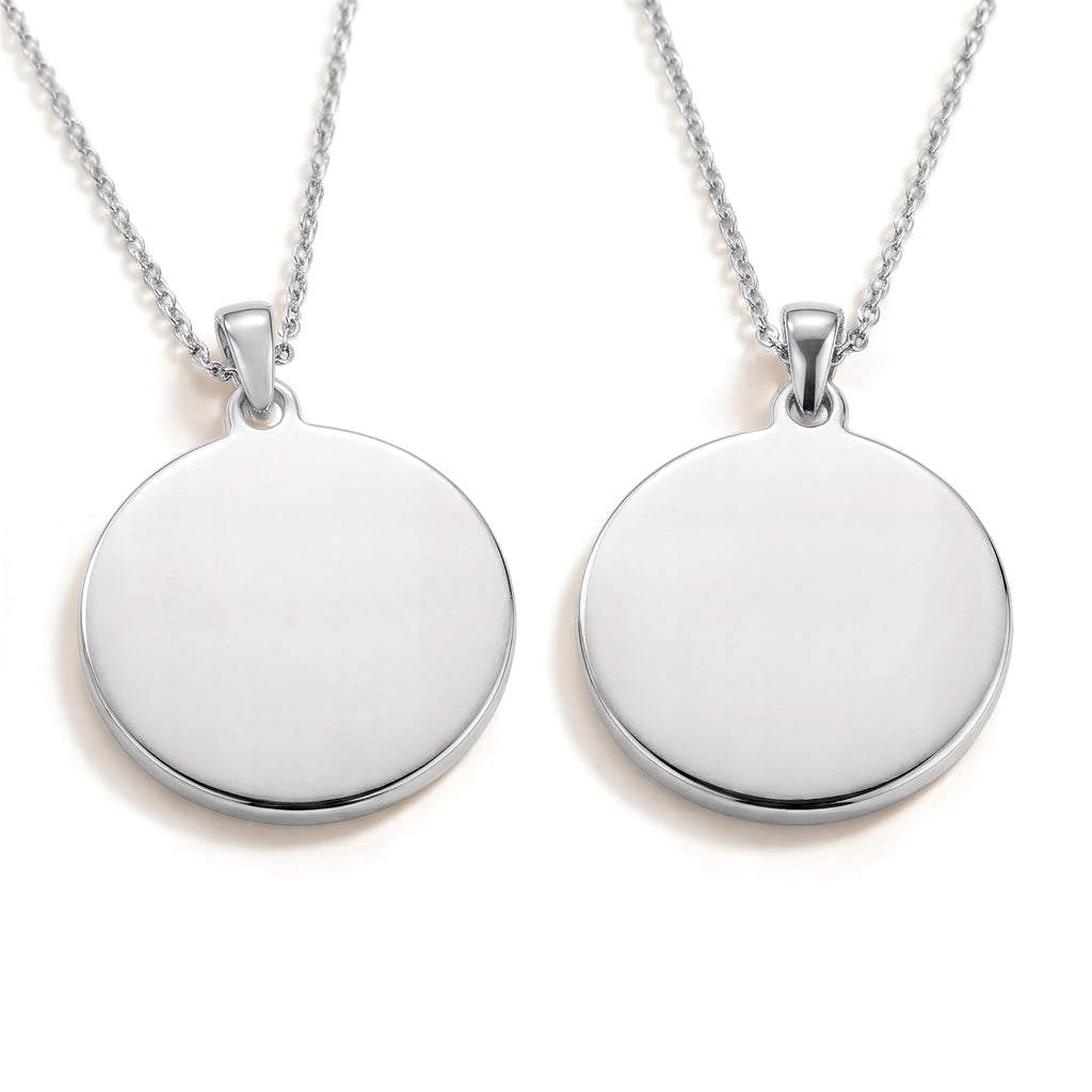 Custom Engravable Blank Coin Pendant - 925 Sterling Silver Double-Sided Front & Back Mirror Surfaces