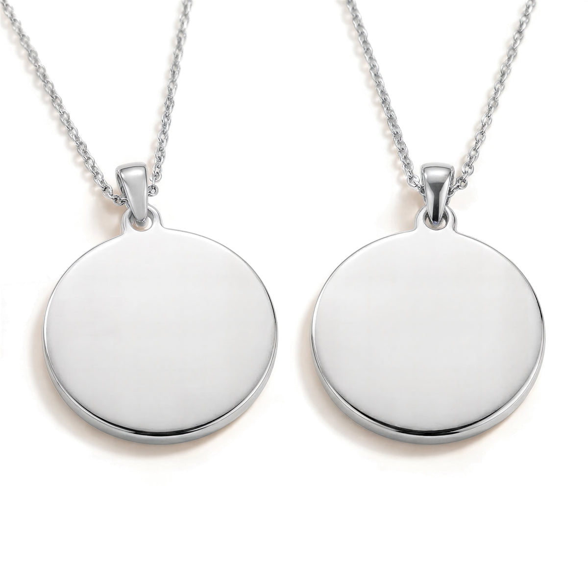 Custom Engravable Blank Coin Pendant - 925 Sterling Silver Double-Sided Front & Back Mirror Surfaces