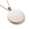 Custom Engravable Blank Coin Pendant - 925 Sterling Silver Front View (Round Disc Coin Medallion for Double-Sided Engraving)