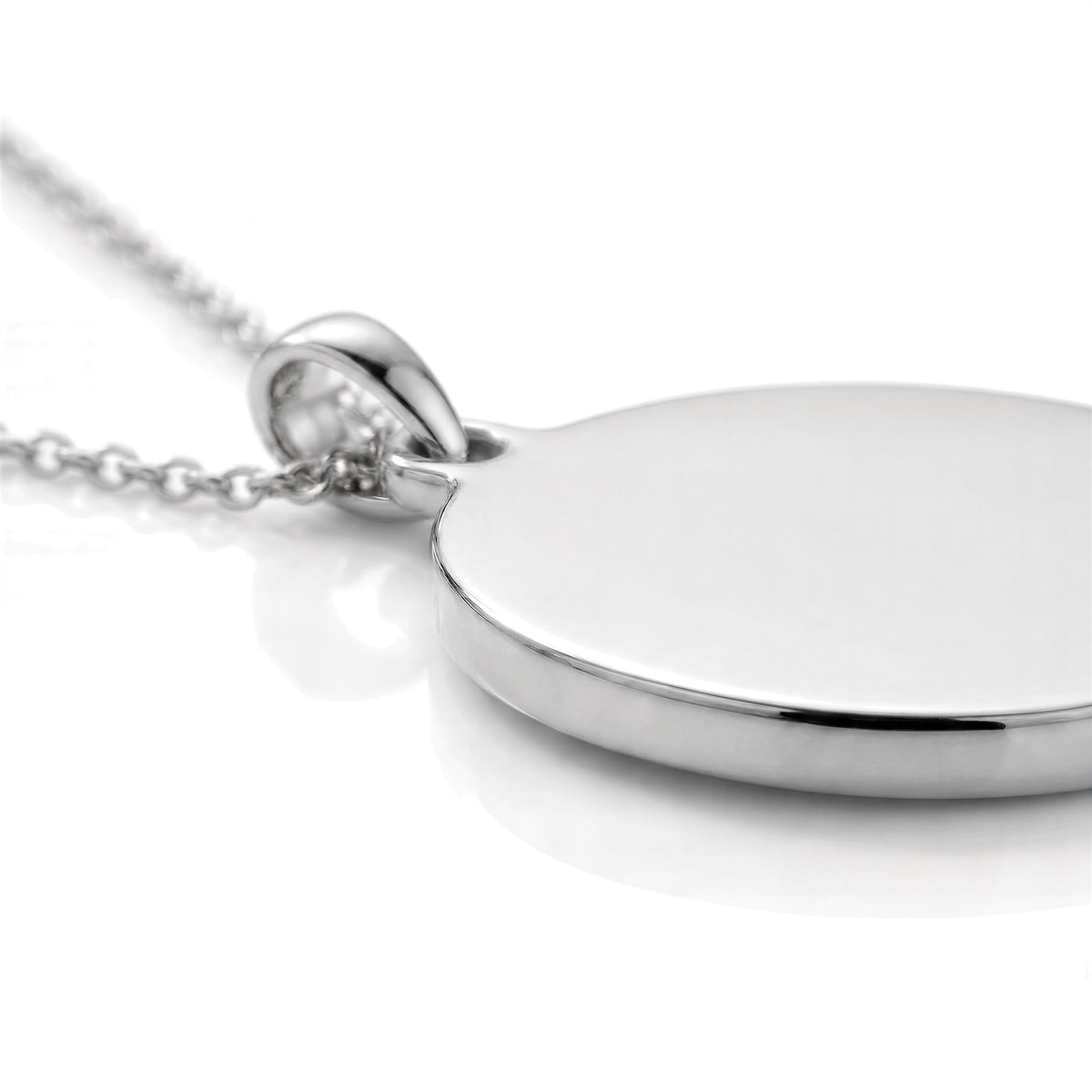 Custom Engravable Blank Coin Pendant - 925 Sterling Silver 1.0mm Slim Edge Profile & Tapered Bail Detail